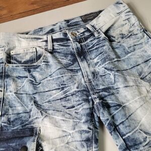 Southpole Skinny Cargo‎ Jeans Mens 32x30 Blue Acid Wash Moto Distressed Y2K 90s